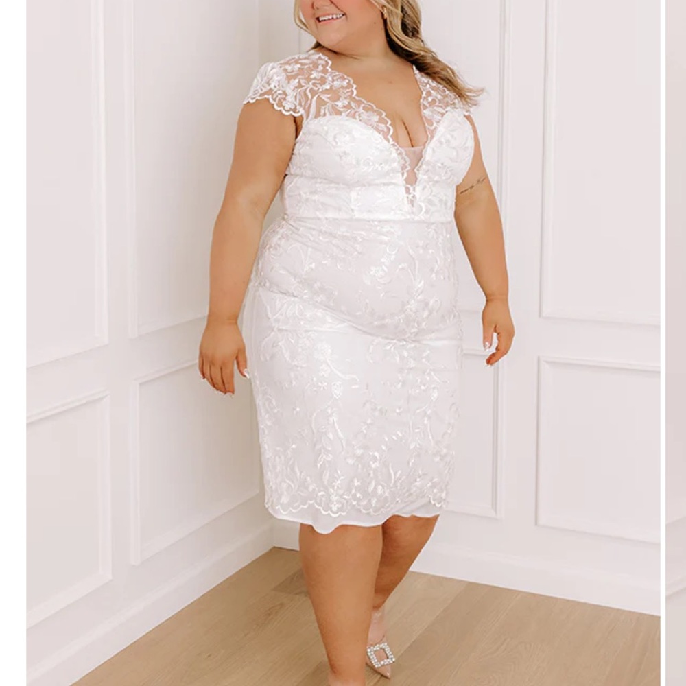 Bridal Midi White Lace Dress